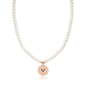🌟👁️✨ Round Evil Eye Charm Pearl Necklace - 925 Sterling Silver